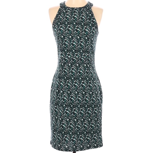 H&M Dresses & Skirts - NWT H&M Sleeveless Green White Palm Leaf High Neck Halter Bodycon Dress Large